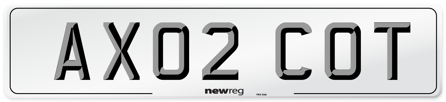AX02 COT Number Plate from New Reg